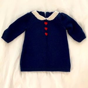 Gap baby knit sweater dress heart lapel 6-12 month